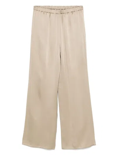 Antonelli Flowing Wide-leg Trousers In Soft Gray Fabric In Neutrals