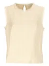 Antonelli Frayed-trim Sleeveless Top In Neutral
