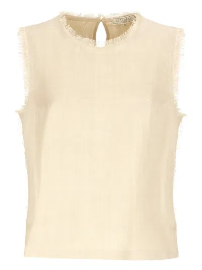 Antonelli Frayed-trim Sleeveless Top In Neutral