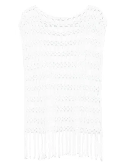 Antonelli Fringed Tank Top In White