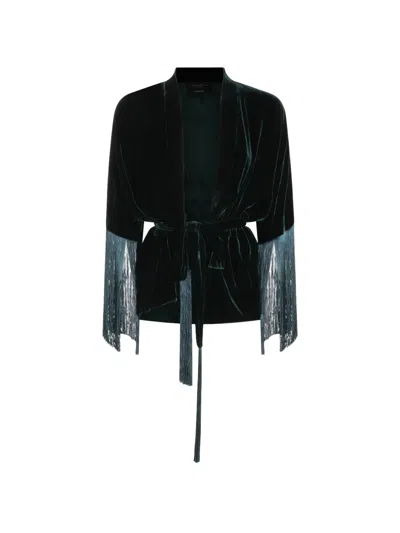 Antonelli Fringe-trim Belted Top In Black