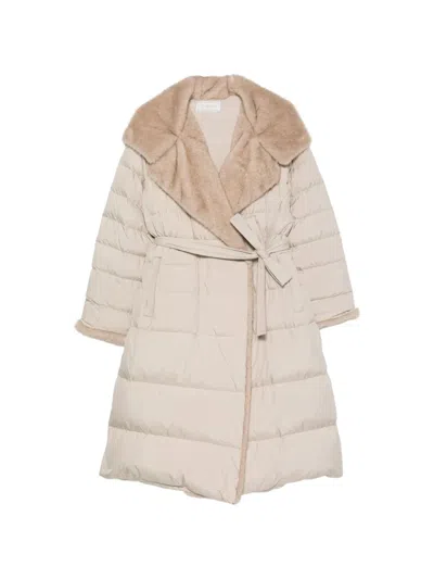 Antonelli Fur-trim Quilted Coat In Neutral