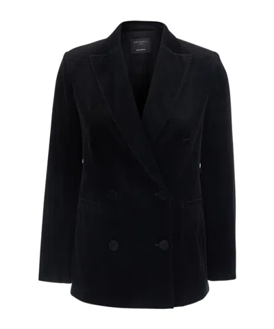 Antonelli Galbusera Velvet Double-breasted Blazer In Yellow