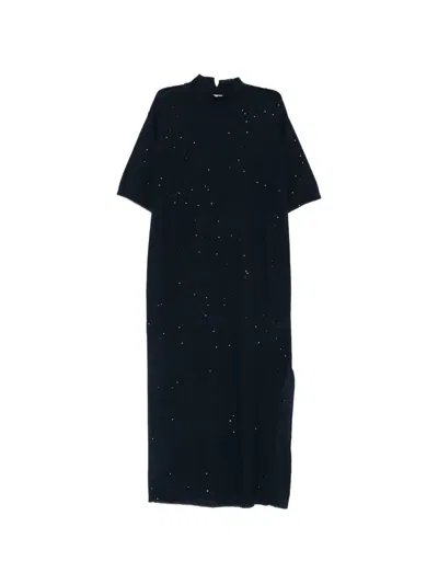 Antonelli Garofano Sequin-embellished Knitted Midi Dress In Blue