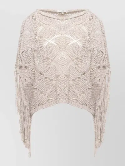 Antonelli Geometric Knit Cropped Top Round Neck In Neutral