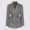 Antonelli Belted Double-breasted Jacket In Gray