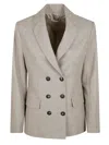 Antonelli Tailored Double-breasted Wool Blend Jacket With Notched Lapel In Neutral