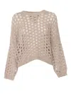 Antonelli Open Knit Sweater In Beige