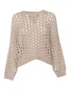 Antonelli Open Knit Sweater In Beige