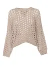 Antonelli Open Knit Sweater In Beige