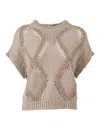 Antonelli Crew Neck Short-sleeved Sweater In Brown