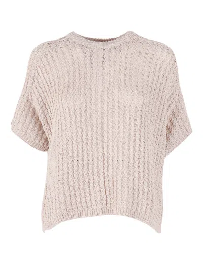Antonelli Glicine Cropped Ribbed Round Knit Top In Multi