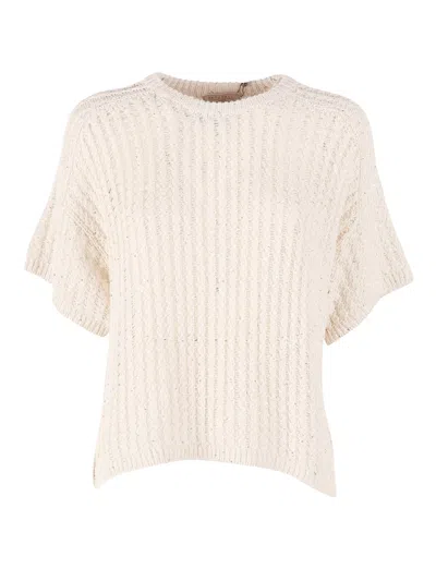 Antonelli Glicine Textured Ribbed Knit Top In Neutral