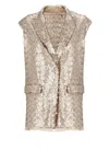Antonelli Gold Paillettes Pattern Gilet With Peak Lapel