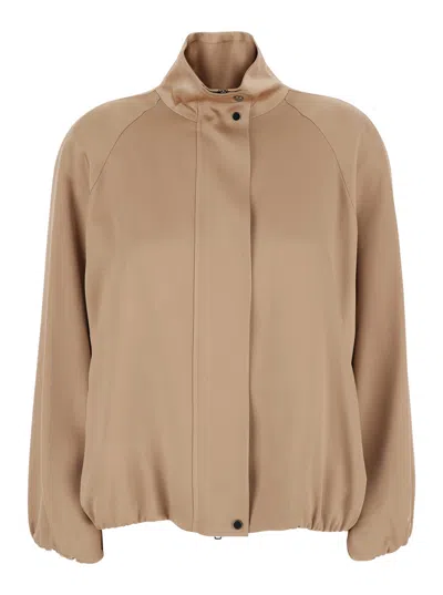 Antonelli Grace Jacket Beige With Front Closure And Acetate And Viscose Pockets For Women In Multi