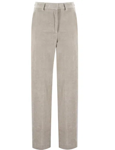 Antonelli Gray Cotton Corduroy Trousers In Grey
