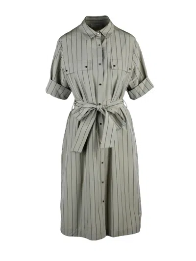 Antonelli Green Cotton Polyester Women Chemise Dress In Gray