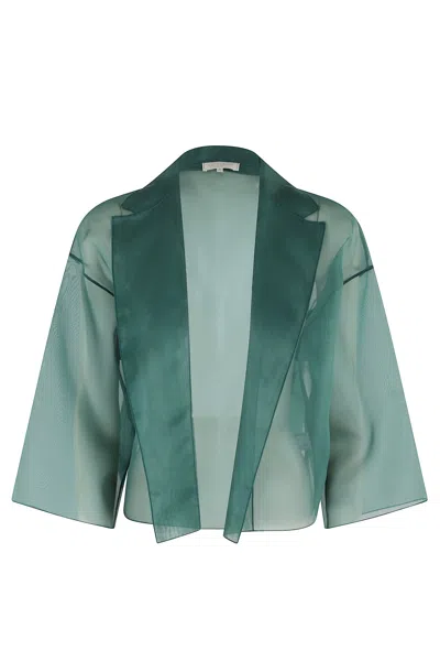 Antonelli Green Emma Organza Kimono-sleeves Silk Blazer