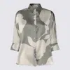 Antonelli Grey And White Linen Top