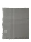 Antonelli Grey Scarf With Rectangular Design And Frayed Edges In Linen Blend Woman