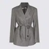 Antonelli Belted Double-breasted Jacket In Gray