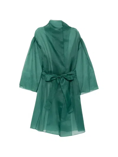 Antonelli Gustav Sheer Belted Jacket In Green