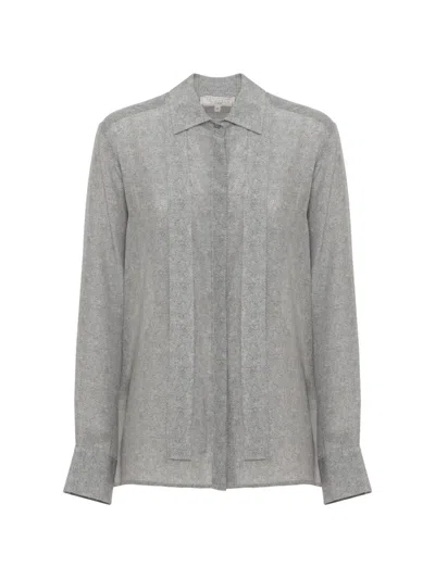 Antonelli Herringbone Long-sleeved Shirt In Gray