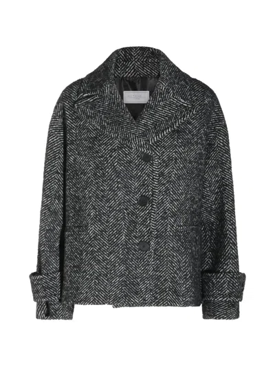 Antonelli Herringbone-pattern Button-up Jacket In Gray
