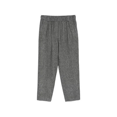 Antonelli Herringbone-pattern Elasticated-waistband Trousers In Gray