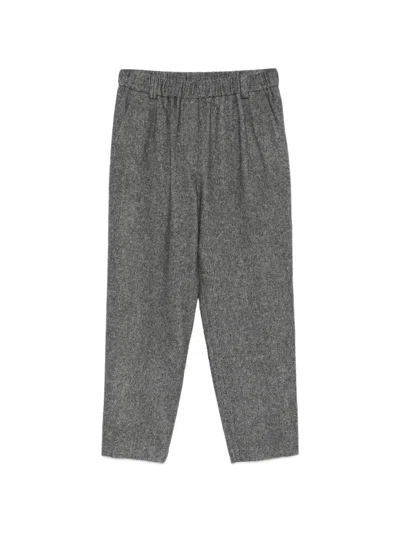 ANTONELLI HERRINGBONE-PATTERN ELASTICATED-WAISTBAND TROUSERS
