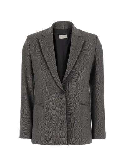 Antonelli Herringbone-pattern Single-breasted Blazer In Gray