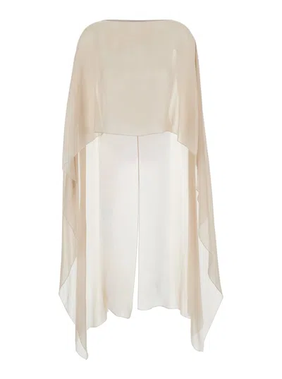 Antonelli Herve Beige Top With Boat Neckline And Semi Sheer Design In Silk Woman