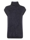 Antonelli High-neck Alpaca Top In Blue