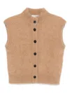 Antonelli Cropped Beige Sweater Vest With High Neckline In Neutral