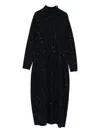 Antonelli High-neck Embellished Knitted Dress In Black