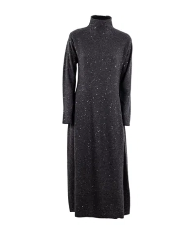 Antonelli High-neck Long-sleeved Dress In Gray