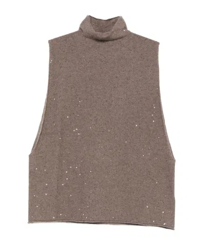Antonelli High-neck Mini Dress In Brown
