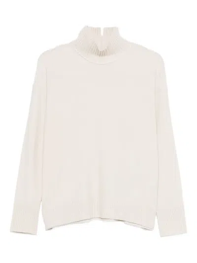 Antonelli High-neck Ribbed Sweater In Neutral