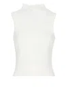Antonelli High Neck Sleeveless Ribbed Cotton Top In Blue