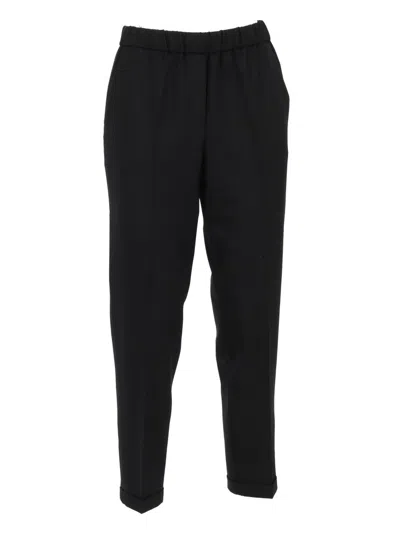 ANTONELLI HIGH-WAISTED BLACK TROUSERS WITH RELAXED FIT