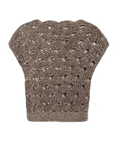 Antonelli Hollow Knit Sweater In Brown