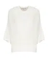 Antonelli Perforated White Cotton Sweater With Relaxed Fit In White