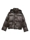 Antonelli Cropped Brown Puffer Jacket With High Collar In Black