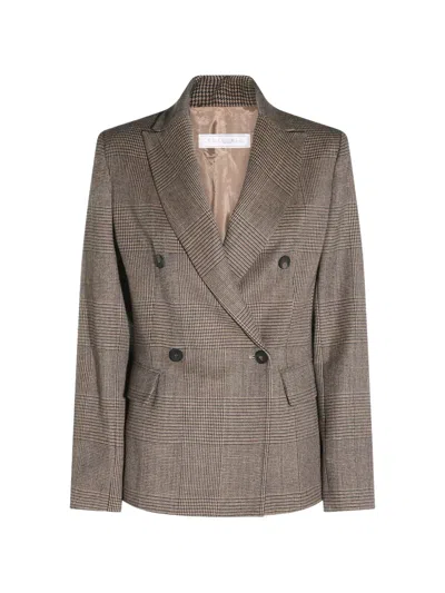 Antonelli Houndstooth Double-breasted Blazer In Gray