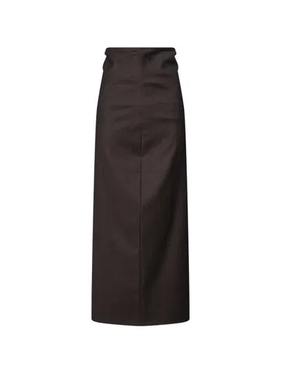 Antonelli Ippolito Midi High-waisted Gathered-back Skirt In Black