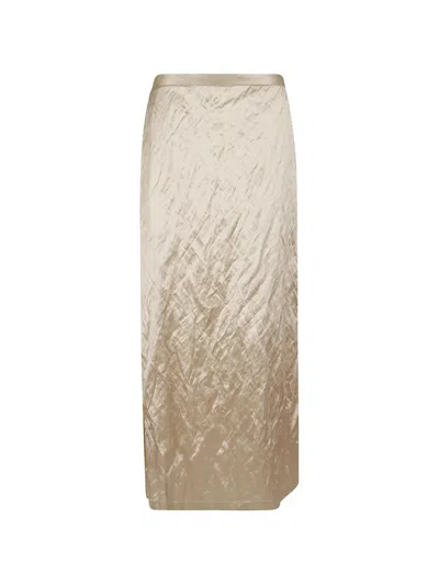 Antonelli Iride Crinkled-finish Side-slit Skirt In Neutral