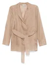 Antonelli 'james' Jacket In Beige Silk With Belt In Beige