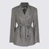 Antonelli Belted Double-breasted Jacket In Gray
