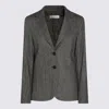 Antonelli Herringbone-button Jacket In Gray