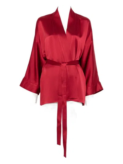 Antonelli Satin-panelled Wrap Jacket In Red